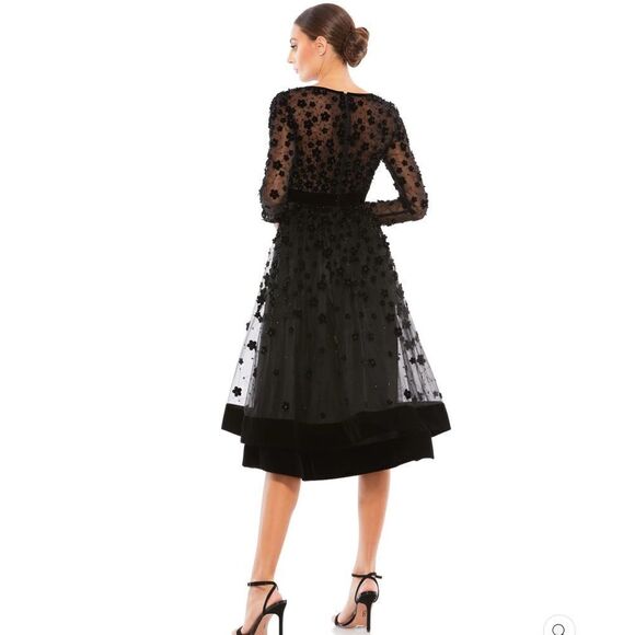 Mac Duggal Embellished Illusion Fit & Flare Dress 67007 Black - Picture 5 of 16